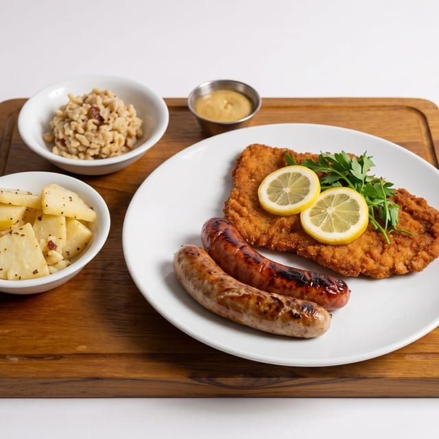Sausage and Schnitzel Plate.